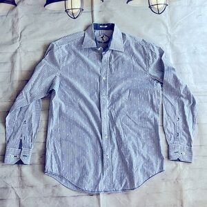 EUC Bugatchi men's Large classic striped long sleeve blue stripe button down